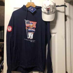 polo ralph lauren team usa 2024 men's new cotton hoodie and hat size: L